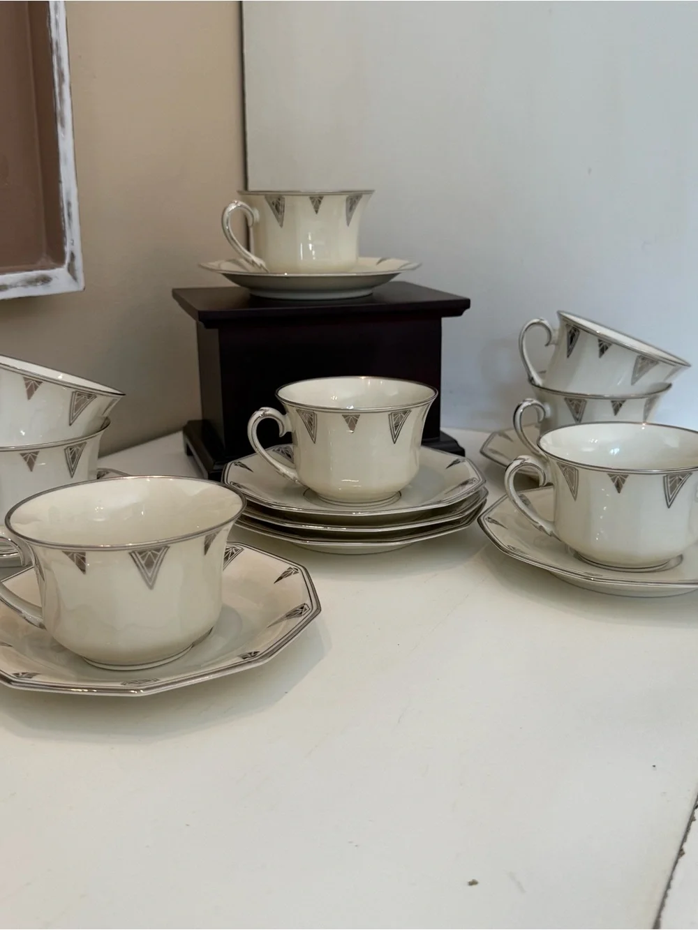 Community China Deauville Cup & Saucer Bavaria Germany Art Deco Platinum Trim